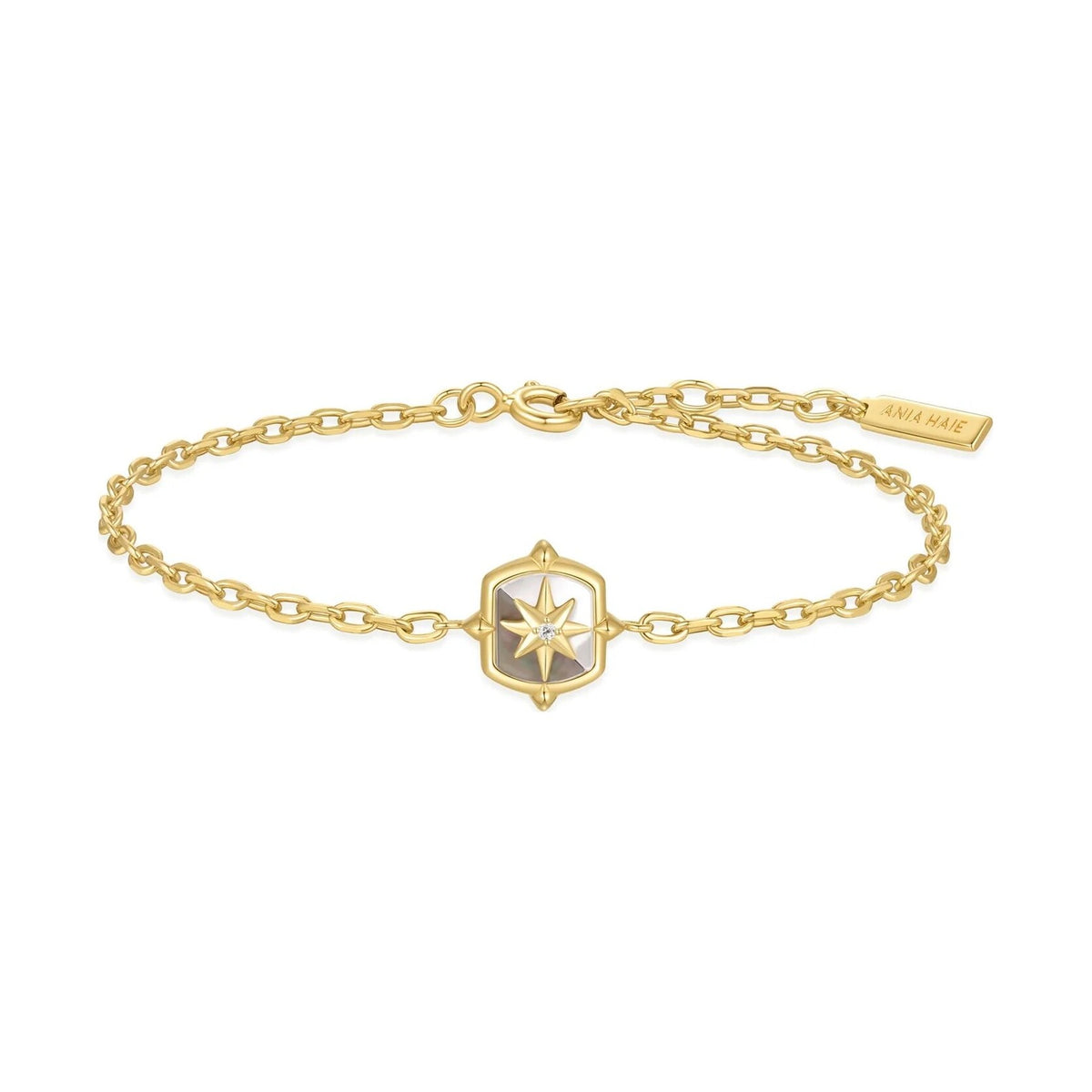 Gold Colour-Block Mother of Pearl Star Bracelet