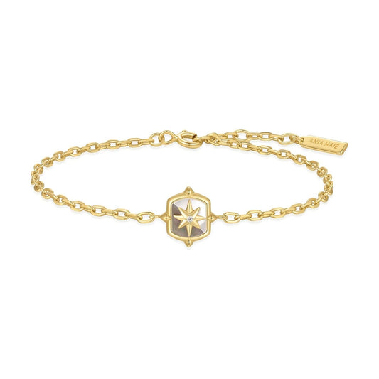 Gold Colour-Block Mother of Pearl Star Bracelet