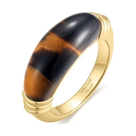 Gold Tiger Eye Statement Ring, size 56.
