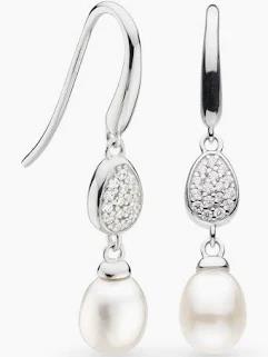 Kit Heath Coast Pebble Glisten Pavé Zirconia Rhodium Plated Drop Earrings