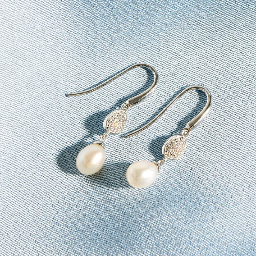 Kit Heath Coast Pebble Glisten Pavé Zirconia Rhodium Plated Drop Earrings