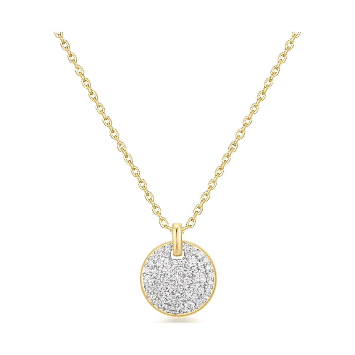 Two-Tone Large Pavé Disc Necklace