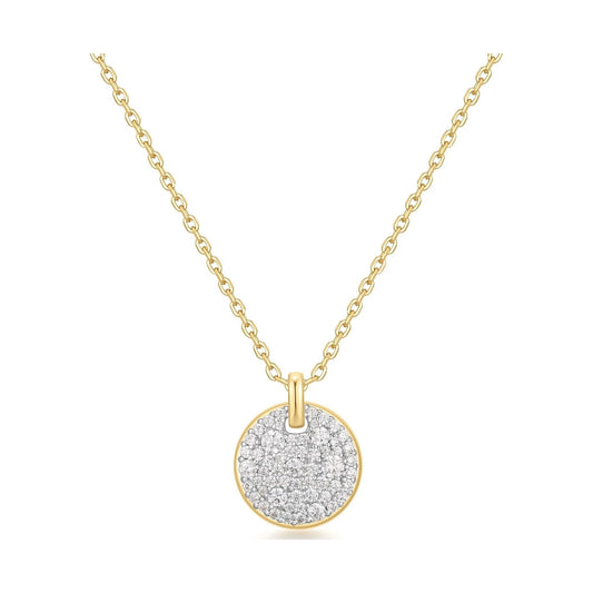 Two-Tone Large Pavé Disc Necklace