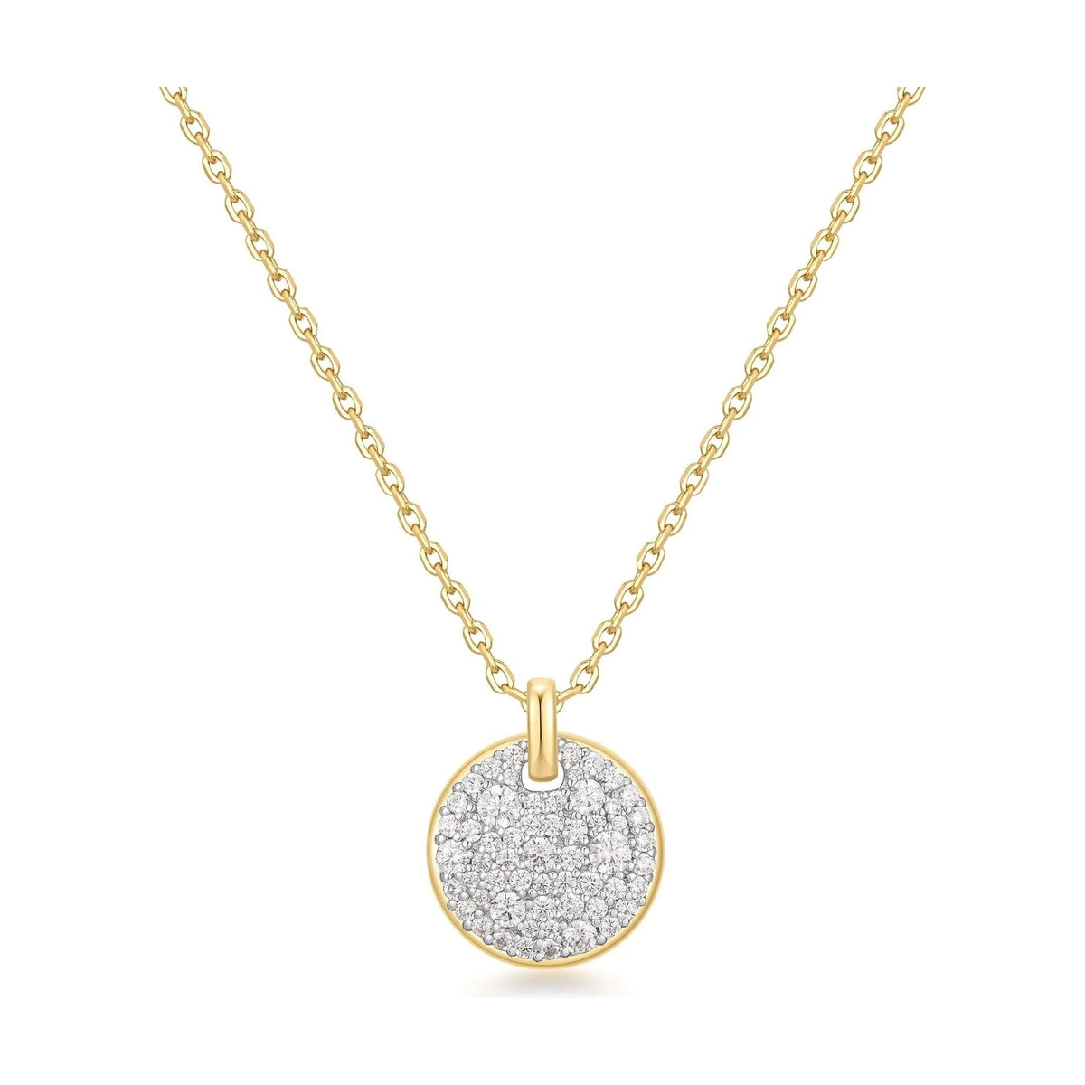 Two-Tone Large Pavé Disc Necklace