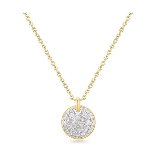 Two-Tone Large Pavé Disc Necklace