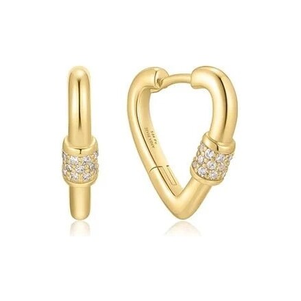 Gold Heart Clasp Huggie Hoop Earrings