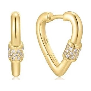 Gold Heart Clasp Huggie Hoop Earrings