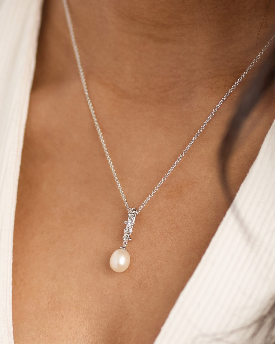 Blossom Flyte Honey Flower Oval Pearl Necklace