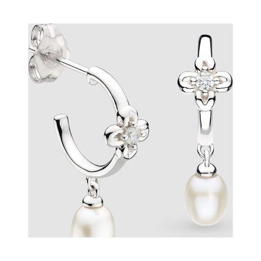 Blossom Flyte Honey Flower Pearl Hoop Earrings