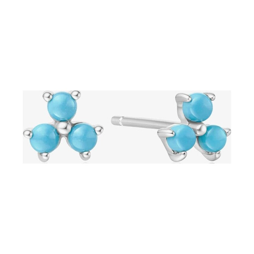 Silver Lab Created Turquoise Lotus Stud Earrings