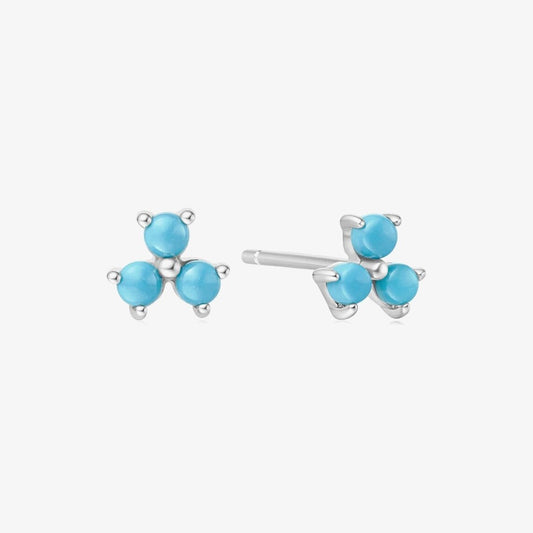 Silver Lab Created Turquoise Lotus Stud Earrings
