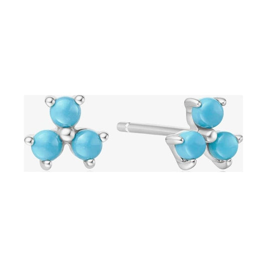 Silver Lab Created Turquoise Lotus Stud Earrings