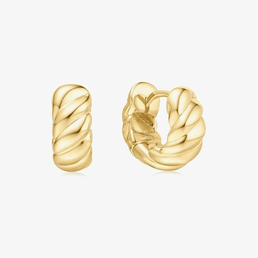 Gold Bold Texture Small Huggie Hoop Earrings