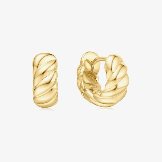 Gold Bold Texture Small Huggie Hoop Earrings