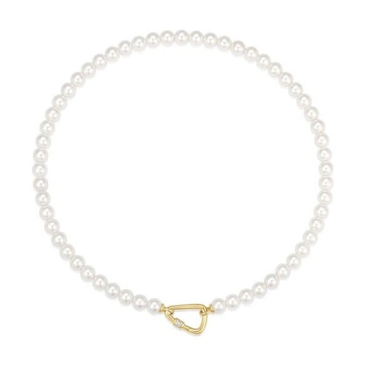 Gold Lobster Clasp Shell Pearl Necklace