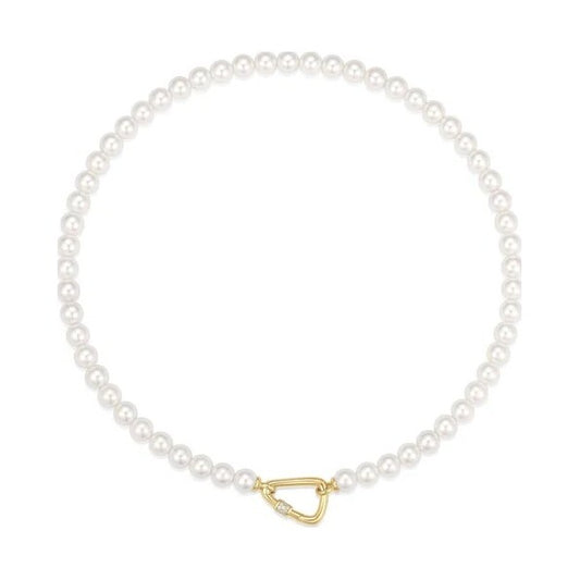 Gold Lobster Clasp Shell Pearl Necklace