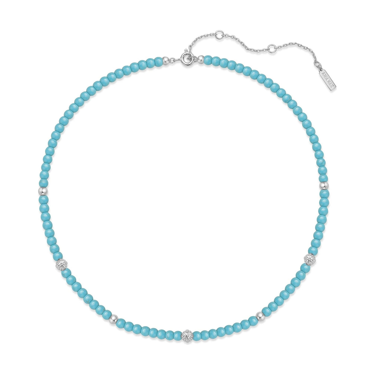 Silver Lab Created Turquoise Necklace