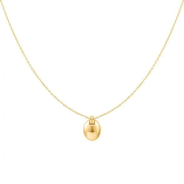Gold Oval Charm Necklace