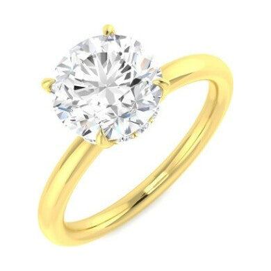 Ring in 9k Yellow Gold, 1 Round Lab Diamond, 2.02ct