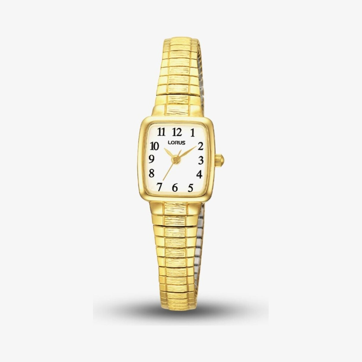 Ladies Expander Gold Tone White Dial Square Watch