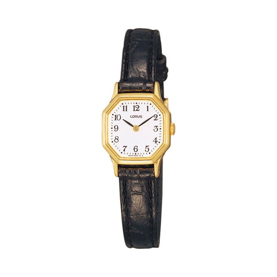 Lorus Ladies Octagonal Gold Plate Case Strap Watch