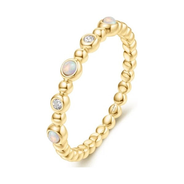 Gold Bezel Kyoto Opal Beaded Ring, size 58.
