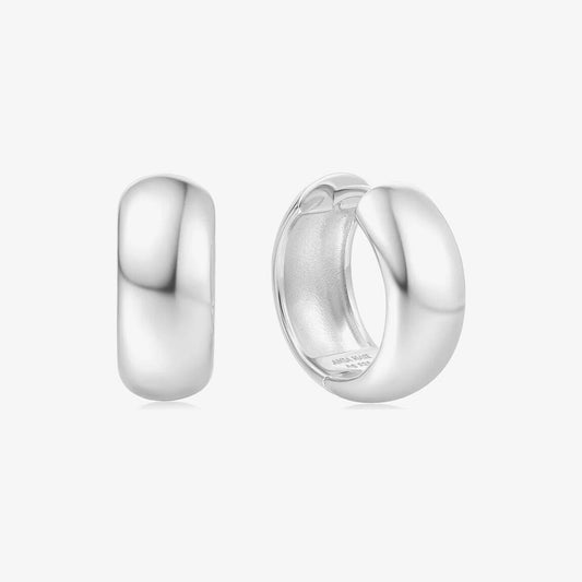 Sunny Sparkler Sterling Silver Medium Chunky Hoop Earrings