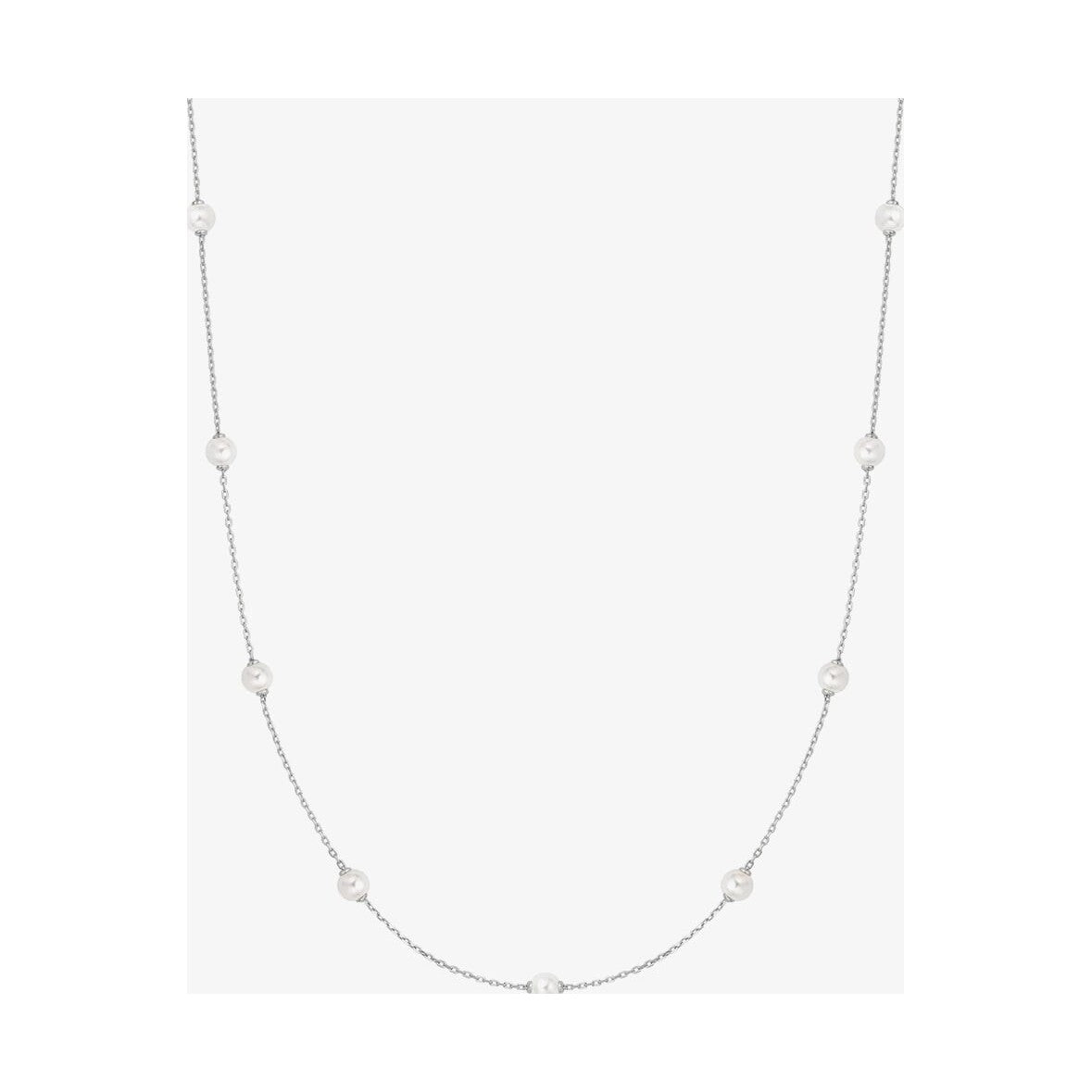 Silver Shell Pearl Station Chain Necklace