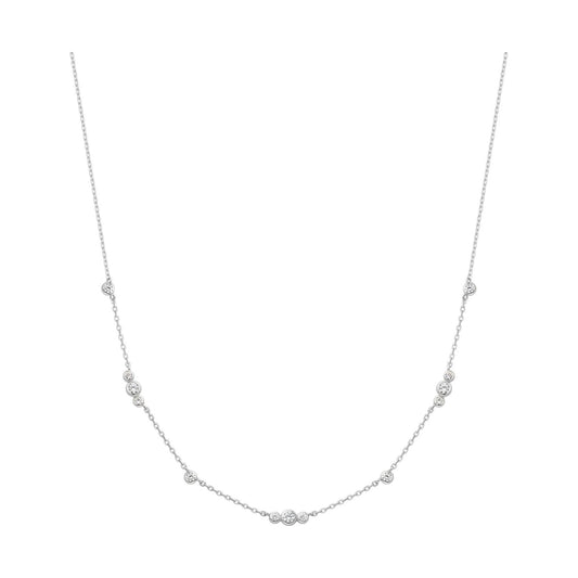 Silver Sparkling Bezel Cubic Zirconia Station Necklace