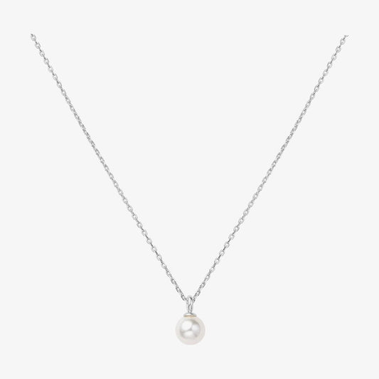 Silver Shell Pearl Drop Pendant Necklace