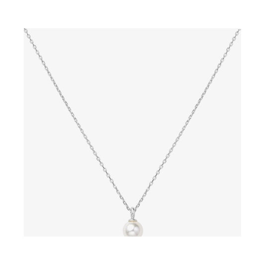 Silver Shell Pearl Drop Pendant Necklace