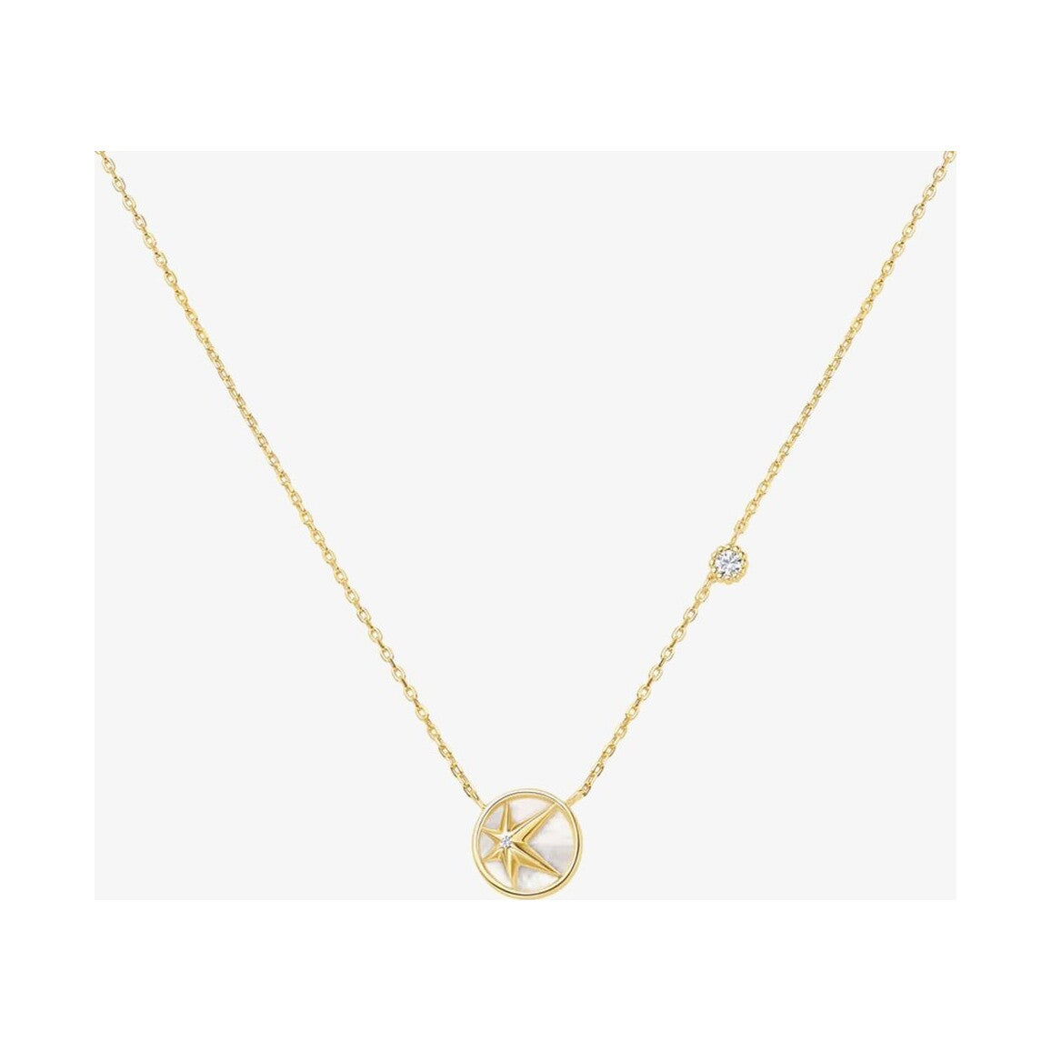 Miss Dainty 14ct Gold Plated Mother Of Pearl Star Pendant Necklace