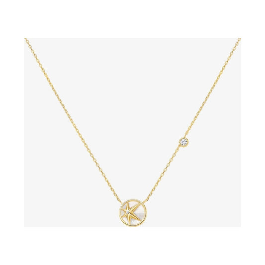 Miss Dainty 14ct Gold Plated Mother Of Pearl Star Pendant Necklace