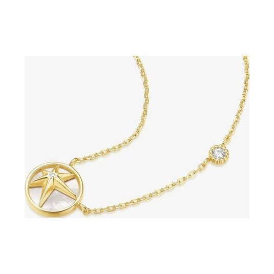 Miss Dainty 14ct Gold Plated Mother Of Pearl Star Pendant Necklace