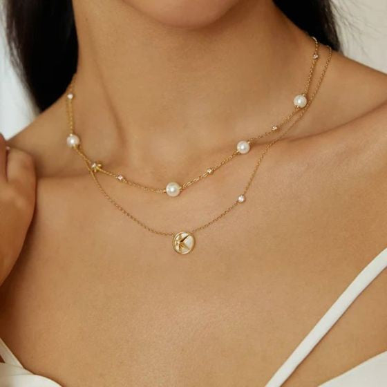 Miss Dainty 14ct Gold Plated Mother Of Pearl Star Pendant Necklace