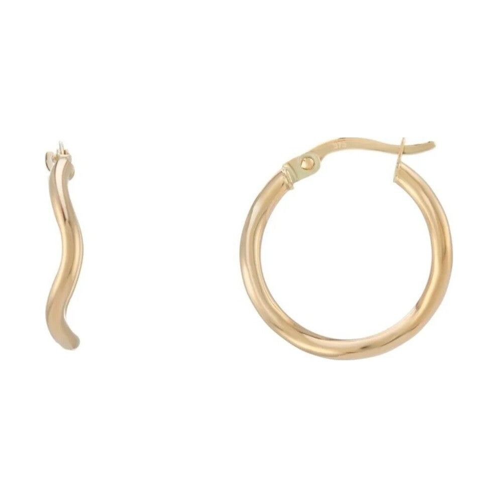 9ct gold 15mm swirl hoop earrings
