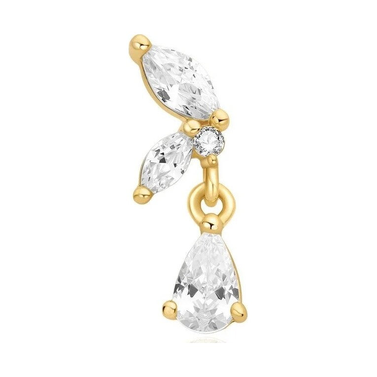 Gold Marquise Dangle Barbell Single Earring