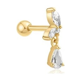 Gold Marquise Dangle Barbell Single Earring
