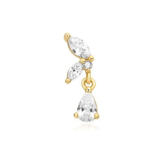 Gold Marquise Dangle Barbell Single Earring