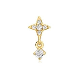 Gold Star Dangle Barbell Single Earring