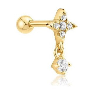Gold Star Dangle Barbell Single Earring