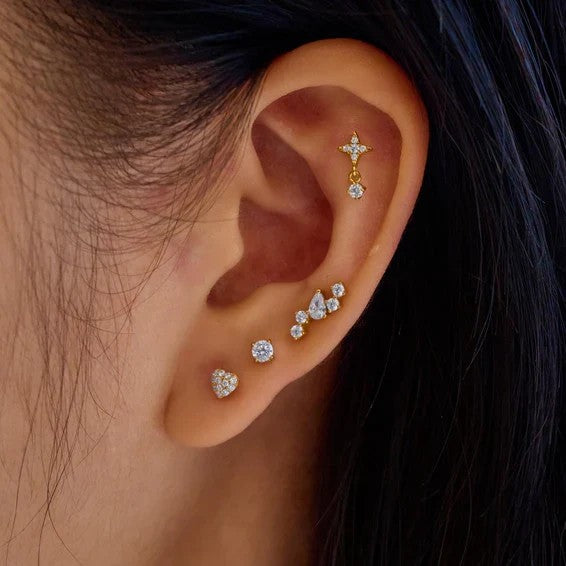 Gold Star Dangle Barbell Single Earring