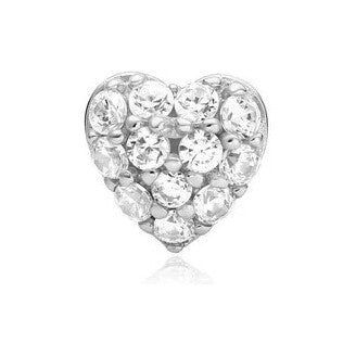 Silver Pavé Heart Barbell Single Earring