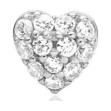 Silver Pavé Heart Barbell Single Earring