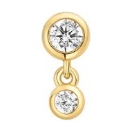 Gold Bezel Dangle Barbell Single Earring