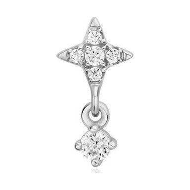 Silver Star Dangle Barbell Single Earring