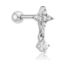 Silver Star Dangle Barbell Single Earring