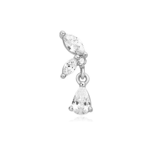 Silver Marquise Dangle Barbell Single Earring