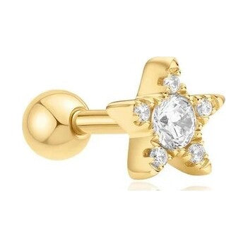 Gold Five-Point Star Barbell Single Earring