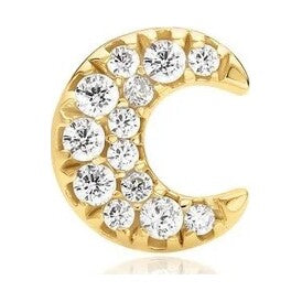 Gold Pavé Crescent Moon Barbell Single Earring